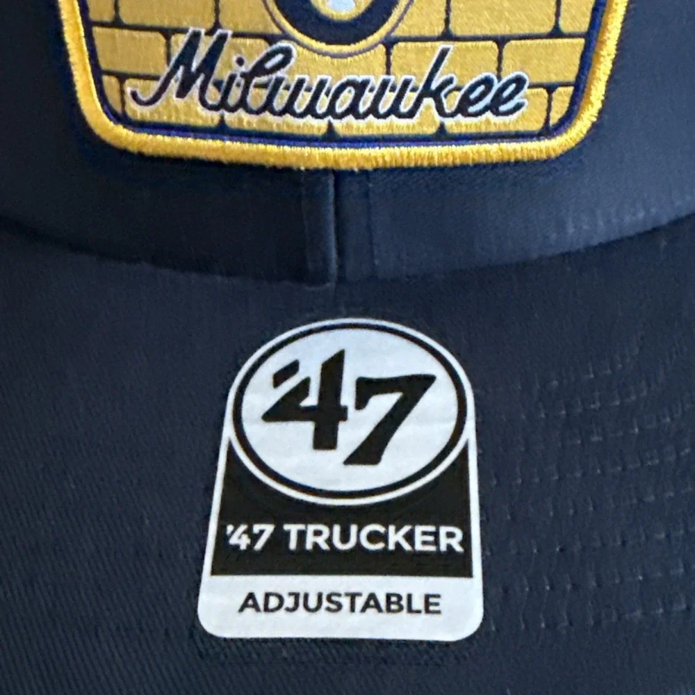Milwaukee Brewers Hat Navy 47 Trucker Snapback MLB Region Patch Cap Mens New NWT